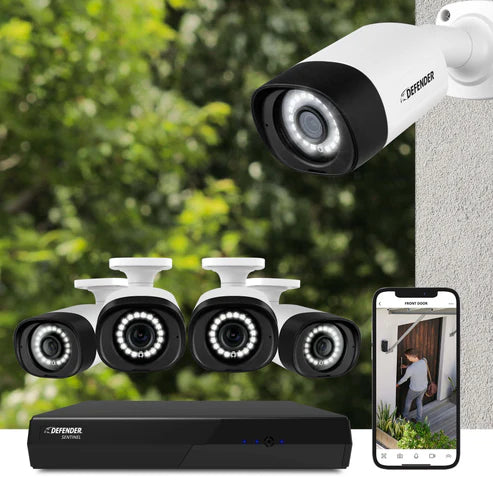 Defender NS8MP1T8B49XOP Sentinel 4K Ultra HD Wired 8 Channel POE NVR Security System with 4 Cameras (Certified Open Box)