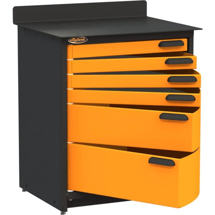 Swivel Modular Stationary 6 drawer inline base storage unit