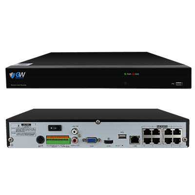GW Security 8 Channel NVR Security Camera System with 4 * 8MP IP Bullet 3.6mm Fixed Lens Camera, Face Recognition, Human & Vehicle Detection, Built-in Mic, PoE