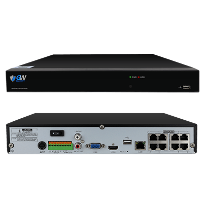 GW Security 8 Channel NVR Security Camera System with 8 * 8MP IP Turret 3.6mm Fixed Lens Camera, Face Recognition, Human & Vehicle Detection, Built-in Mic, PoE