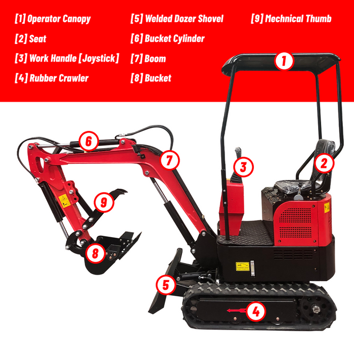 Katool KT-EX20 Mini Excavator Crawler Digger Bucket KT-EX20 /Mechanical thumb B&S Gas Engine