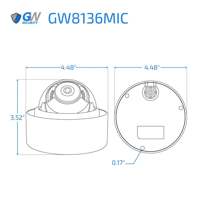 GW Security 16 Channel NVR Security Camera System with 16 * 8MP IP Dome 2.8mm Fixed Lens Camera, 15 AI Smart Functions, Human Detection, Built-In Microphone, PoE