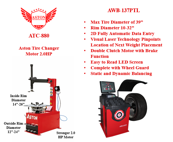 Aston® Tire Changer and Wheel Balancer Combo: 1460-3022