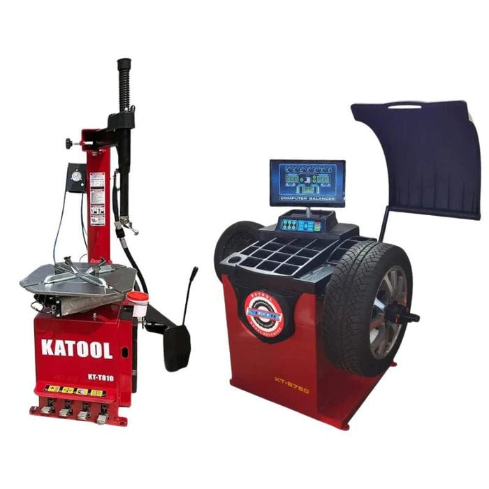 Katool KT-T810 & KT-B750 Tire Changer & Wheel Balancer Combo w/ adaptors