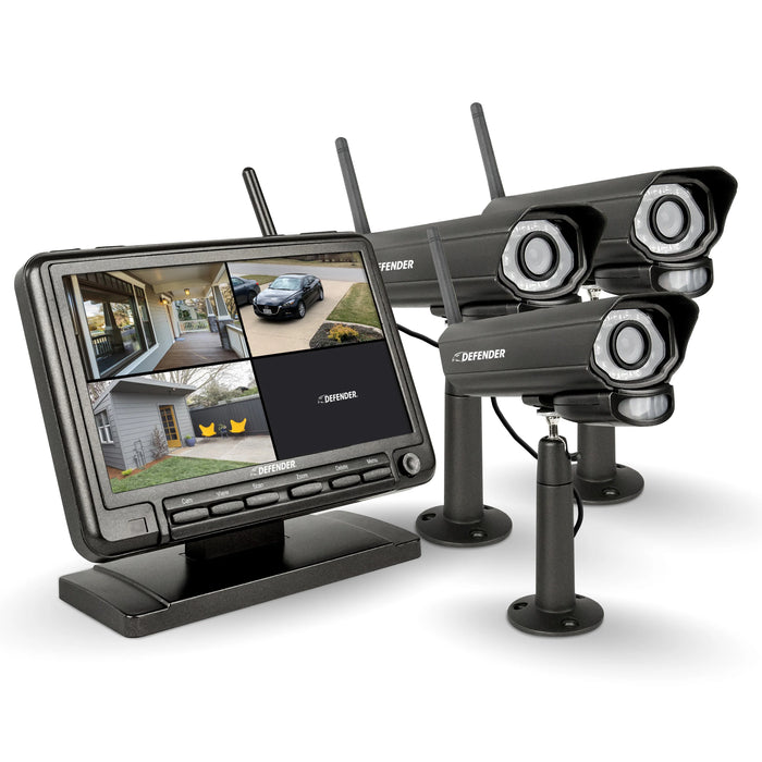 Defender PhoenixM2 Non-WiFi. Plug-In Power Security System with 3 Metal Cameras